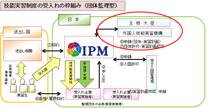 技能実習制度の受け入れの枠組み